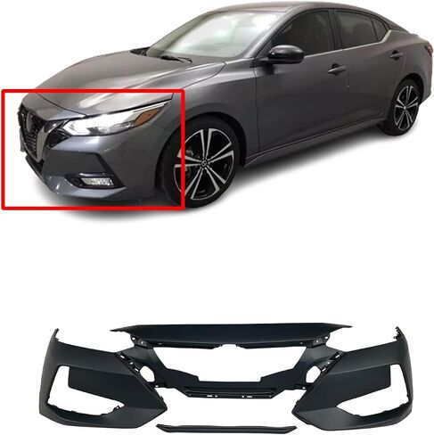 FitParts Compatible With Front Bumper Cover 2020 2021 2022 Nissan Sentra Sedan 20 21 22. New, Primed & Ready for Paint. S, SV, SR. NI1000330 620226LB0J in Saudi Arabia