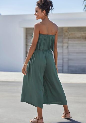 LASCANA Women's Flowy Strapless Culotte Jumpsuit in Saudi Arabia