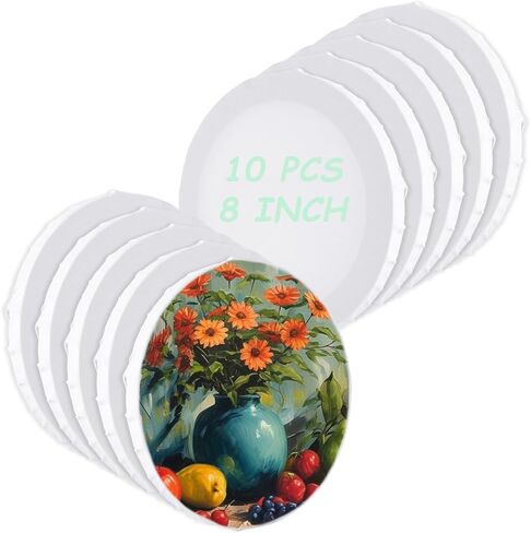 10 PCS Round Canvas Boards for Painting 8 Inch Circle Canvas Panel Round Stretched Canvas Blank Canvas White Round Paint Canvas for Oil, Acrylic, Gouache, Crafts in Kuwait