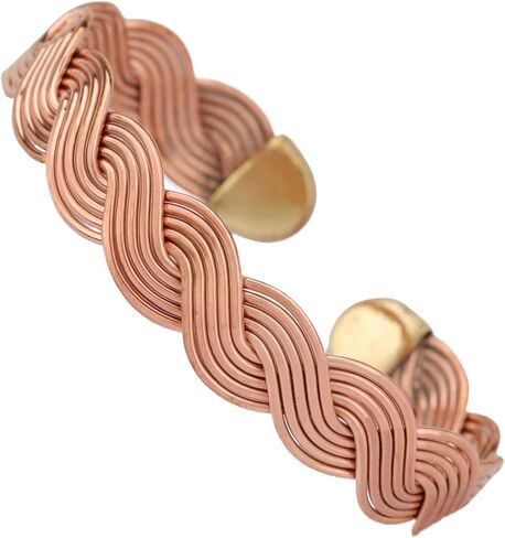Handmade Elegant Copper Bracelet for Women - Pure Copper Bracelet for Pain Relief and Stress Relief - Adjustable Entwisted Copper Bracelet to Fit many Size Wrist (twisted) in Saudi Arabia