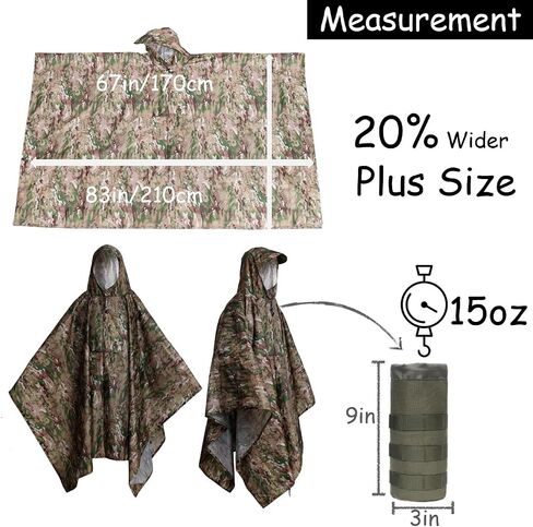 بالإضافة إلى الحجم ، معطف المطر الكبار مع غطاء محرك السيارة ، ومقاوم للماء Camo Poncho ، و Army Poncho للتخييم ، والمشي لمسافات طويلة ، وصيد الأسماك ، والسفر والهواء الطلق. in Kuwait