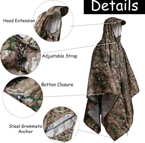 بالإضافة إلى الحجم ، معطف المطر الكبار مع غطاء محرك السيارة ، ومقاوم للماء Camo Poncho ، و Army Poncho للتخييم ، والمشي لمسافات طويلة ، وصيد الأسماك ، والسفر والهواء الطلق. in Kuwait