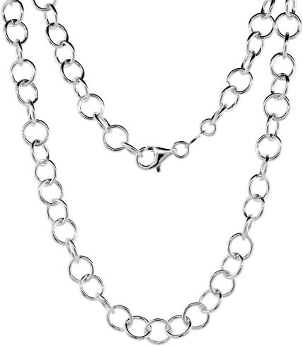 Sterling Silver Circle Link Cable Chain Necklace 6.9mm Nickel Free Italy in Saudi Arabia