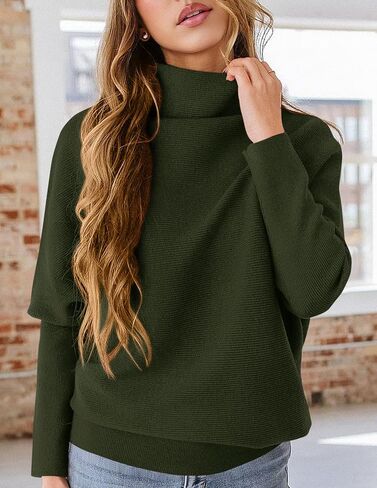 PRETTYGARDEN Womens Sweaters Fall Fashion 2025 Casual Loose Turtleneck Batwing Long Sleeve Knit Sweater Pullover Tops in Saudi Arabia