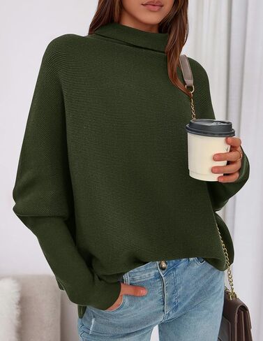 PRETTYGARDEN Womens Sweaters Fall Fashion 2025 Casual Loose Turtleneck Batwing Long Sleeve Knit Sweater Pullover Tops in Saudi Arabia