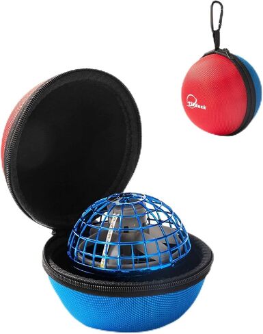 Tikduck Flying Orb Ball Toys Storage Case, Round Portable Hard EVA Carrying Case Storage Bag with Carabiner for Fly Ball Toys, Coins, Earphone, Charging Cable, SD Memory Card and Keys (Red Blue) in Saudi Arabia