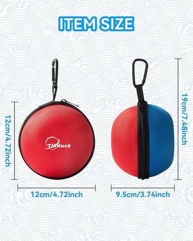 Tikduck Flying Orb Ball Toys Storage Case, Round Portable Hard EVA Carrying Case Storage Bag with Carabiner for Fly Ball Toys, Coins, Earphone, Charging Cable, SD Memory Card and Keys (Red Blue) in Saudi Arabia