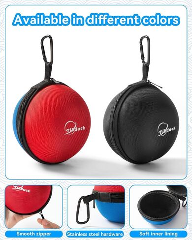 Tikduck Flying Orb Ball Toys Storage Case, Round Portable Hard EVA Carrying Case Storage Bag with Carabiner for Fly Ball Toys, Coins, Earphone, Charging Cable, SD Memory Card and Keys (Red Blue) in Saudi Arabia