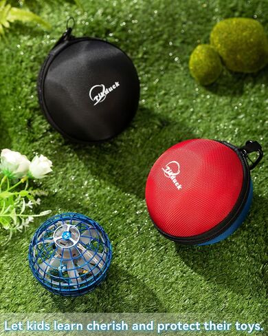 Tikduck Flying Orb Ball Toys Storage Case, Round Portable Hard EVA Carrying Case Storage Bag with Carabiner for Fly Ball Toys, Coins, Earphone, Charging Cable, SD Memory Card and Keys (Red Blue) in Saudi Arabia