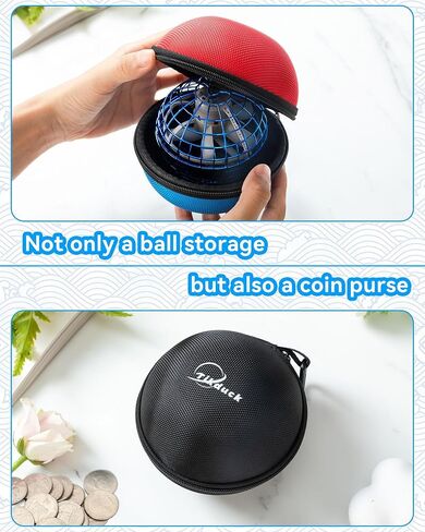 Tikduck Flying Orb Ball Toys Storage Case, Round Portable Hard EVA Carrying Case Storage Bag with Carabiner for Fly Ball Toys, Coins, Earphone, Charging Cable, SD Memory Card and Keys (Red Blue) in Saudi Arabia