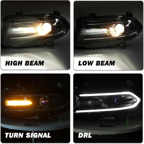 Headlight Assembly Replacement for 15-22 Dodge Charger [HID/Xenon Type] Projector Headlamp w/LED DRL LH (Left/Driver Side) Ballast Included in Saudi Arabia