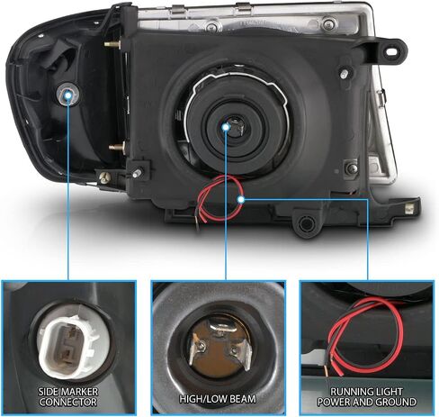 AmeriLite for 1997-2000 Toyota Tacoma 2WD Pickup LED Tube Black Reaplcement Headlights + Corner Light Set - Passenger and Driver Side in Saudi Arabia