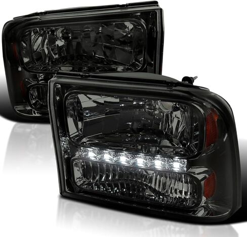SPEC-D TUNING 1Pc Chrome Clear Led Headlights Compatible with 1999-2004 Ford F250 F350 F450 Super Duty, 2000-2004 Ford Excursion, L+R Pair Head Light Lamp Assembly in Saudi Arabia