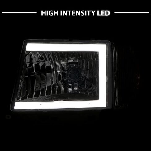 AmeriLite for 1997-2000 Toyota Tacoma 2WD Pickup LED Tube Black Reaplcement Headlights + Corner Light Set - Passenger and Driver Side in Saudi Arabia