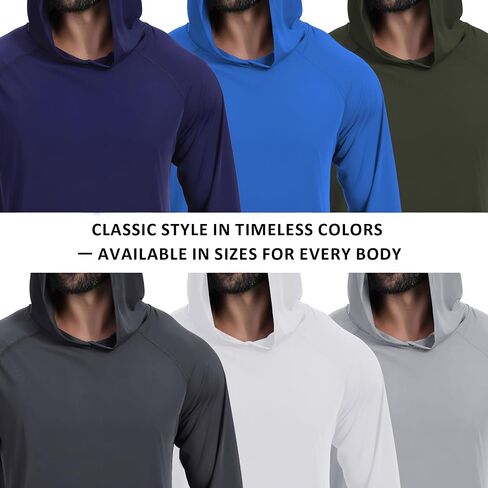 Men's UPF 50+ Fishing Rash Guard Shirt – Quick-Dry UV Long Sleeve Sun Hoodie Swim Shirt for Fishing, Hiking & Yard Work in Kuwait