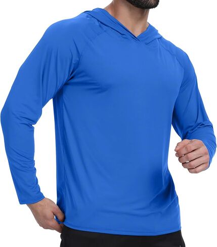 Men's UPF 50+ Fishing Rash Guard Shirt – Quick-Dry UV Long Sleeve Sun Hoodie Swim Shirt for Fishing, Hiking & Yard Work in Kuwait
