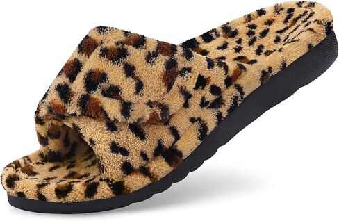 shevalues Orthopedic Slippers for Women with Arch Support Adjustable Open Toe House Shoes for Plantar Fasciitis, Leopard Brown 39 in Saudi Arabia