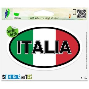 Italia Italy Flag Oval Vinyl Car Bumper Window Sticker 5" x 3" in Kuwait