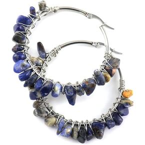 Handmade Crystals Earrings for Women 14K Gold-Plated Wire Wrapped Healing Tumbled Stone Eardrop Earrings Boho Natural Raw Amethyst Dangling Earrings Healing Crystals Earrings (Green) in Kuwait