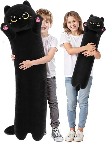Mewaii Artist-Designed Ultra Soft Long Cat Plush Body Pillow, Extra Stuffing for Comfort, Premium Quality Stuffed Animal Gift for Girlfriend or Cat Lovers (Orange M-Marked Body Pillow 20 Inch) in Kuwait