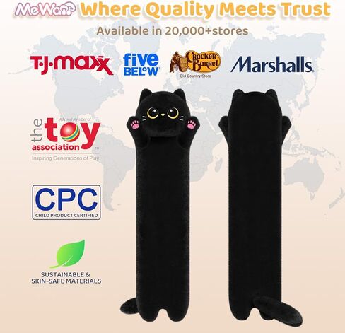 Mewaii Artist-Designed Ultra Soft Long Cat Plush Body Pillow, Extra Stuffing for Comfort, Premium Quality Stuffed Animal Gift for Girlfriend or Cat Lovers (Orange M-Marked Body Pillow 20 Inch) in Kuwait