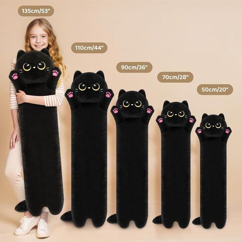 Mewaii Artist-Designed Ultra Soft Long Cat Plush Body Pillow, Extra Stuffing for Comfort, Premium Quality Stuffed Animal Gift for Girlfriend or Cat Lovers (Orange M-Marked Body Pillow 20 Inch) in Kuwait