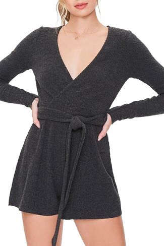 Forever 21 Women's Self-tie Belted Surplice Romper in Kuwait