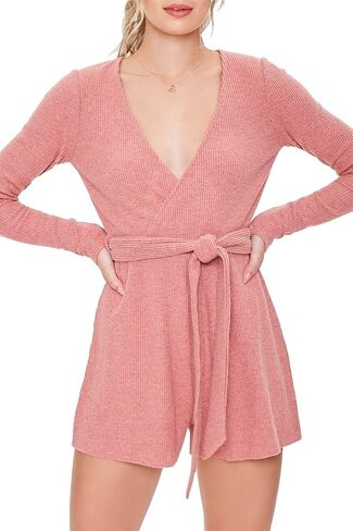 Forever 21 Women's Self-tie Belted Surplice Romper in Kuwait