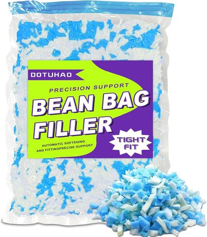 Bean Bag Filler, Blue & Yellow Shredded Memory Foam, Bean Bag Stuffing for Easy Pillow, Mattress Grade Replacement Filling for Dolls, Dog Beds and Pillows (Blue & Yellow,1 LB) in Saudi Arabia