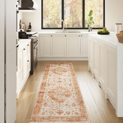 Vintage 8x10 Washable Area Rug, Low-Profile Large Area Rug with Non-Slip Backing & Durable Edge Binding, Pet-Friendly Carpet, Large Rug for Living Room, Bedroom, Dinning Room in Kuwait