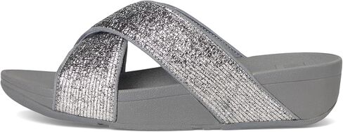 FitFlop womens Lulu Crinkled-shimmer Cross Slides in Saudi Arabia