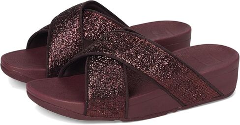 FITFLOP للسيدات LULU-STRELLED-SHIMMER CROSS SLIDES WEDGE SANDAL in Kuwait