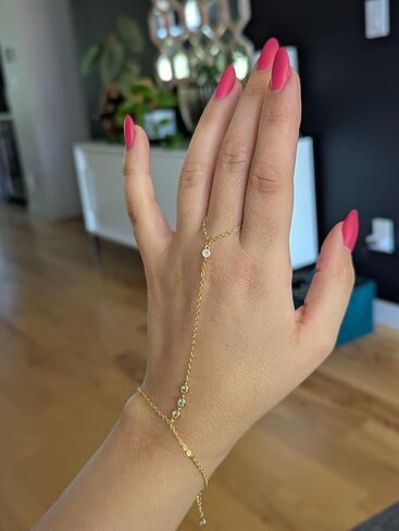 Gold Hand Chain Bracelet for Women Trendy, Dainty 14k Gold Ring Bracelet Hand Chain Finger Ring Slave Cuff Bracelet Cubic Zircon Gold Bracelets Jewelry Accessories for Women in Saudi Arabia