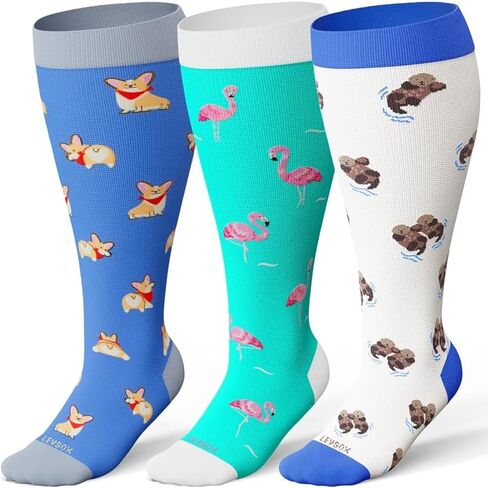 جوارب ضغط Levsox Plus للنساء للنساء عجل عجل كبير جدًا 15-20 مم زئبق جورب مرتفع للممرضات السفر الحوامل in Kuwait