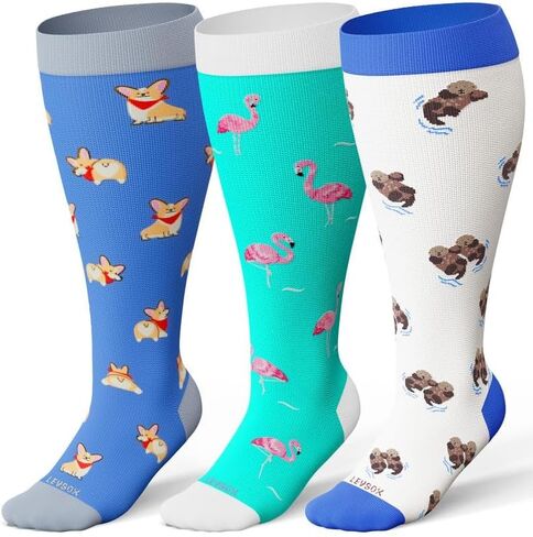 جوارب ضغط Levsox Plus للنساء للنساء عجل عجل كبير جدًا 15-20 مم زئبق جورب مرتفع للممرضات السفر الحوامل in Kuwait