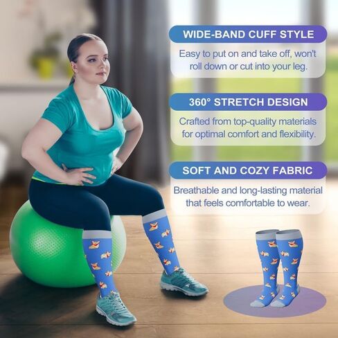 جوارب ضغط Levsox Plus للنساء للنساء عجل عجل كبير جدًا 15-20 مم زئبق جورب مرتفع للممرضات السفر الحوامل in Kuwait