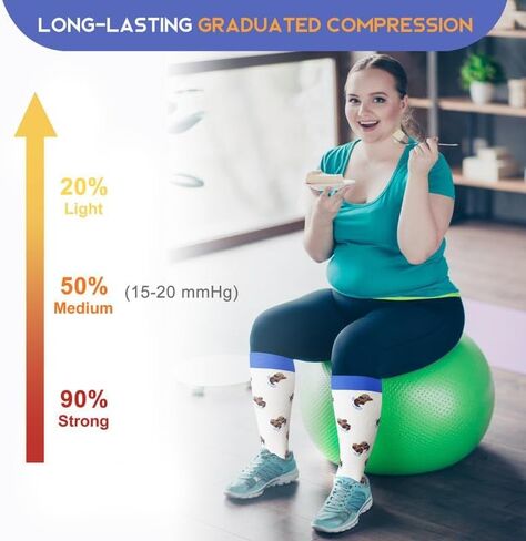 جوارب ضغط Levsox Plus للنساء للنساء عجل عجل كبير جدًا 15-20 مم زئبق جورب مرتفع للممرضات السفر الحوامل in Kuwait