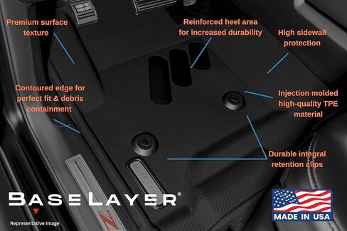 BaseLayer Floor Mats for Chevy Colorado/GMC Canyon (2015-2022) Crew Cab – Made in USA – Premium All-Weather Mats – Front and Rear (Gray Logo) in Kuwait