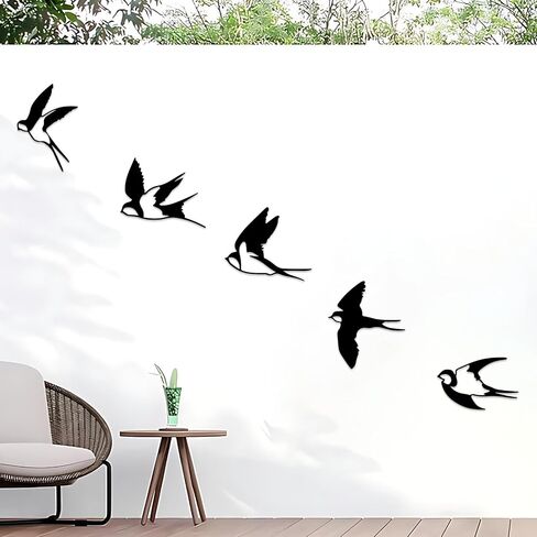 Estart Birds Metal Wall Decor ، 5 Pcs Black Birds Metal Wall Ret in Kuwait
