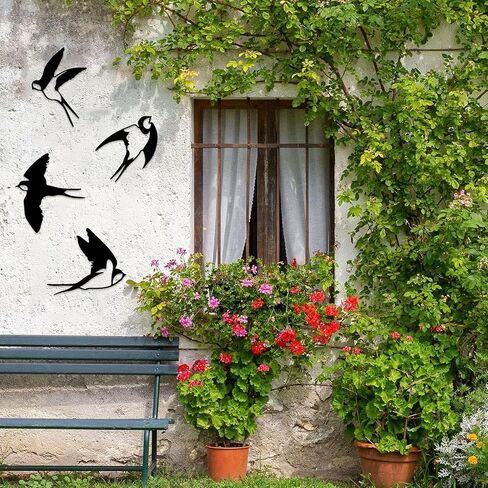 Estart Birds Metal Wall Decor ، 5 Pcs Black Birds Metal Wall Ret in Kuwait