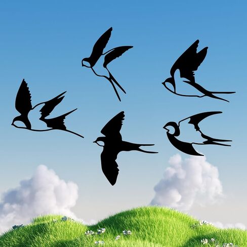Estart Birds Metal Wall Decor ، 5 Pcs Black Birds Metal Wall Ret in Kuwait
