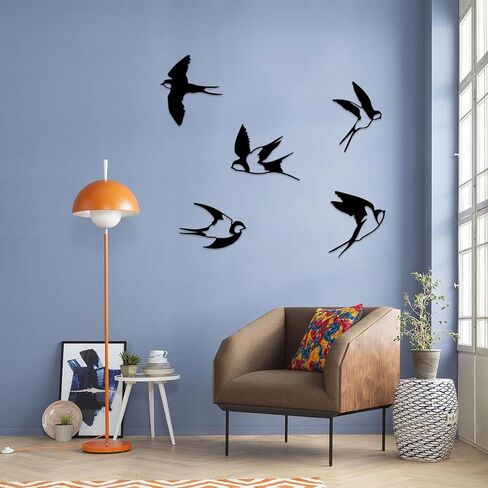 Estart Birds Metal Wall Decor ، 5 Pcs Black Birds Metal Wall Ret in Kuwait