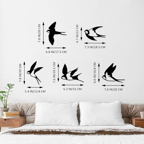 Estart Birds Metal Wall Decor ، 5 Pcs Black Birds Metal Wall Ret in Kuwait