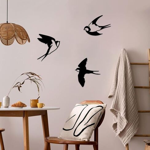Estart Birds Metal Wall Decor ، 5 Pcs Black Birds Metal Wall Ret in Kuwait