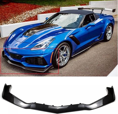 شفة الوفير الأمامية المتوافقة مع شيفروليه كورفيت C7 2017-2019 تعديل مع ZR1 Conversion Pumper Kit 3 قطع (أسود لامع) in Saudi Arabia