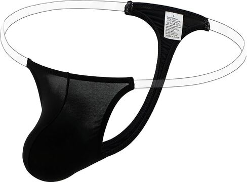 GAOGAO Breathable Male Pouch Ice Silk G-Strings & Thongs Underwear Men Brief with Transparent Waist Belt in Kuwait