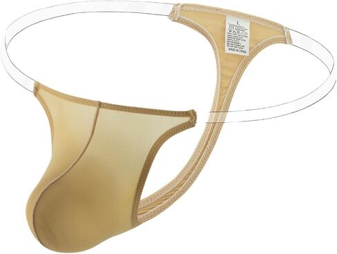 GAOGAO Breathable Male Pouch Ice Silk G-Strings & Thongs Underwear Men Brief with Transparent Waist Belt in Kuwait