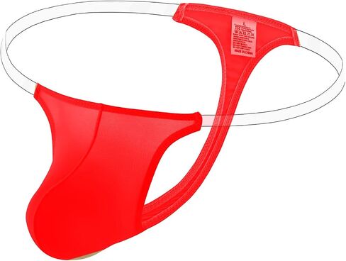 GAOGAO Breathable Male Pouch Ice Silk G-Strings & Thongs Underwear Men Brief with Transparent Waist Belt in Kuwait