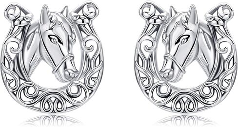 Horse Earrings 925 Sterling Silver Celtic Horseshoe Stud Earrings Horse Jewelry for Women in Saudi Arabia