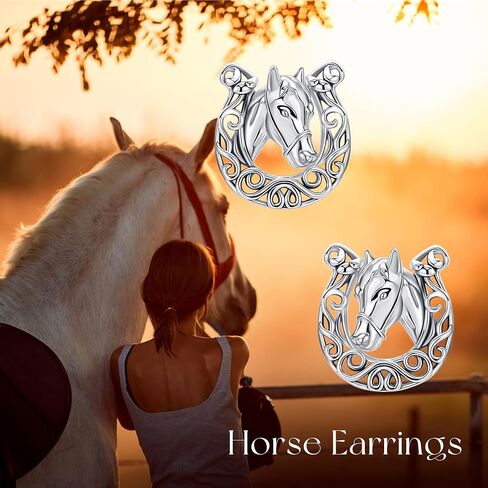 Horse Earrings 925 Sterling Silver Celtic Horseshoe Stud Earrings Horse Jewelry for Women in Saudi Arabia